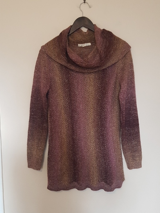cleo Sweaters - cleo Ombre Cowl Neck Sweater - Plum, Olive, Brown